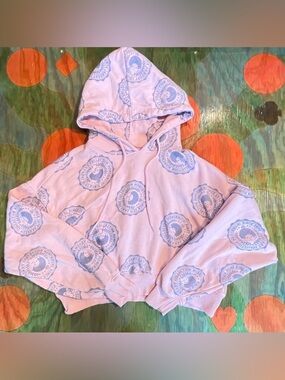 Monchhichi Hoodie Pink Size XS Hooded Crop Pullover Sweatshirt Retro Kawaii